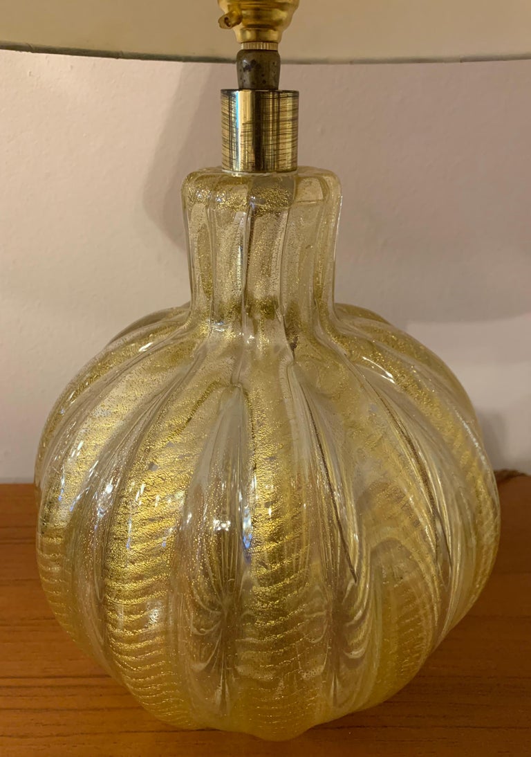 1950s Italian Barovier Gold Murano Glass Table Lamp 3