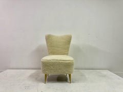 1950s Italian Bedroom or Slipper Chair in Faux Fur