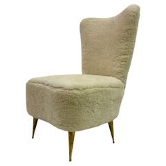 1950s Italian Bedroom or Slipper Chair in Faux Fur