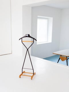 1950s Italian Beech Wood Brass and Iron Valet by F.Lli Reguitti