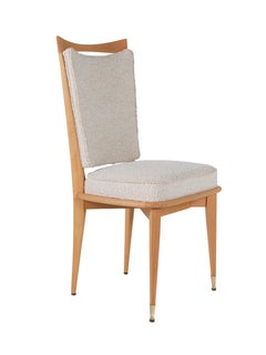 1950er Jahre Italienisch  Esszimmerstühle aus Buchenholz, neu gepolstert mit Bouclé - 6er-Set