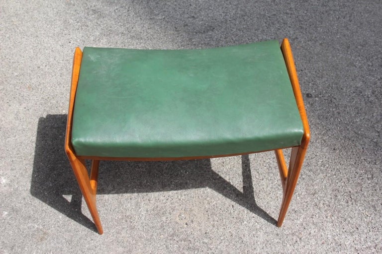 1950s Italian Bench in Maple and Minimalist Faux Leather Dassi Milano For Sale 4