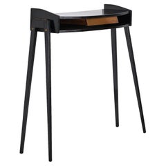 1950er Jahre Italienische Konsole aus schwarz lackiertem Holz mit Schubladenfront aus Messing