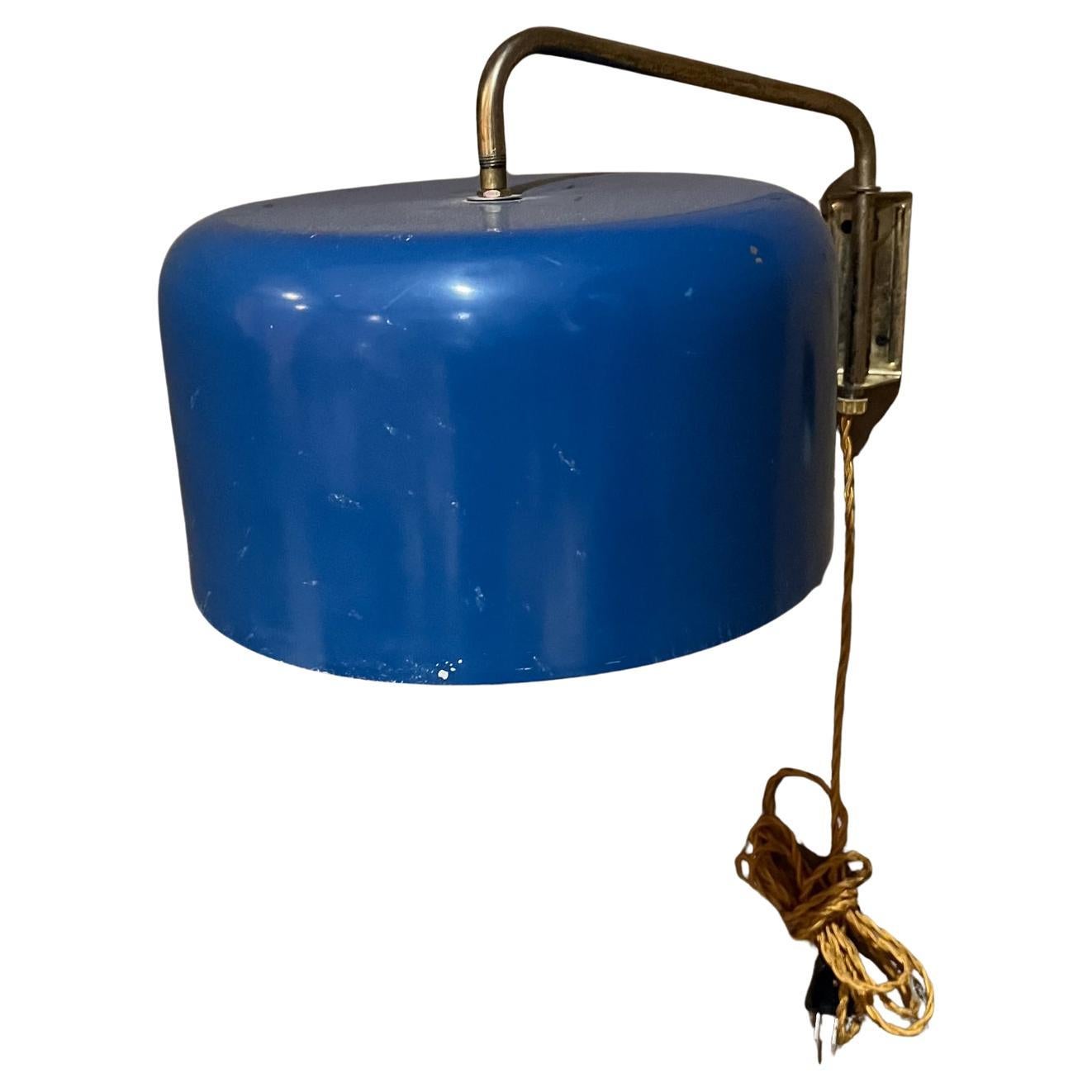 1950s Italian Blue Modern Wall Lamp Sconce Style Stilnovo For Sale