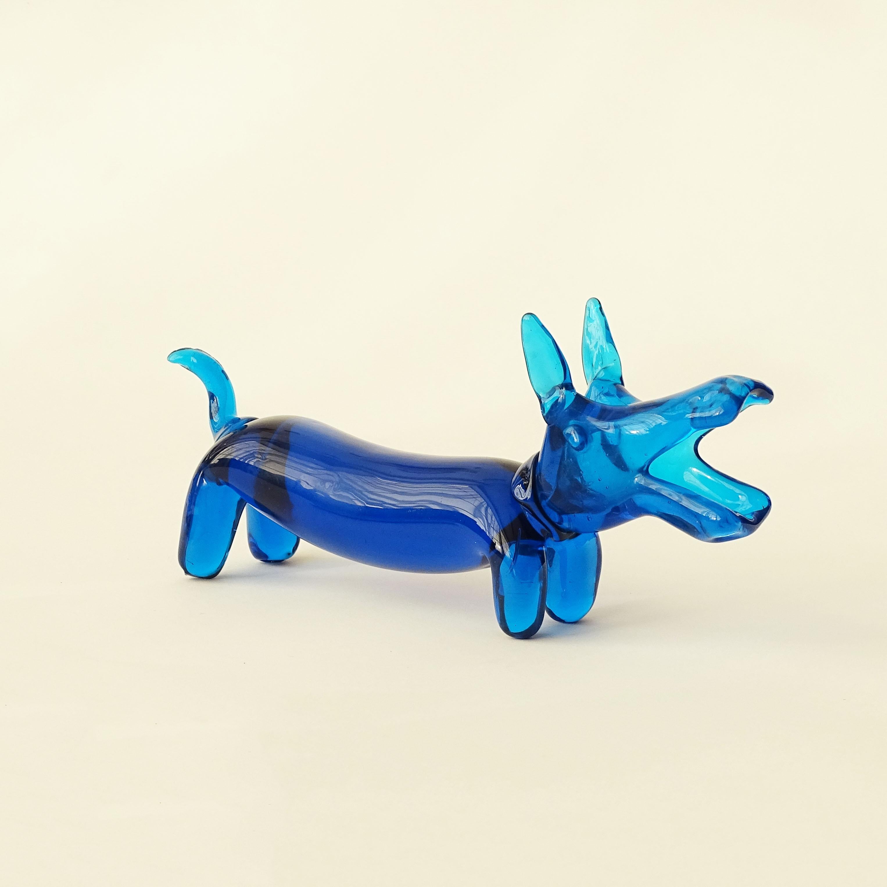 Hipopótamo italiano de cristal de Murano azul de los años 50 Italiano en venta