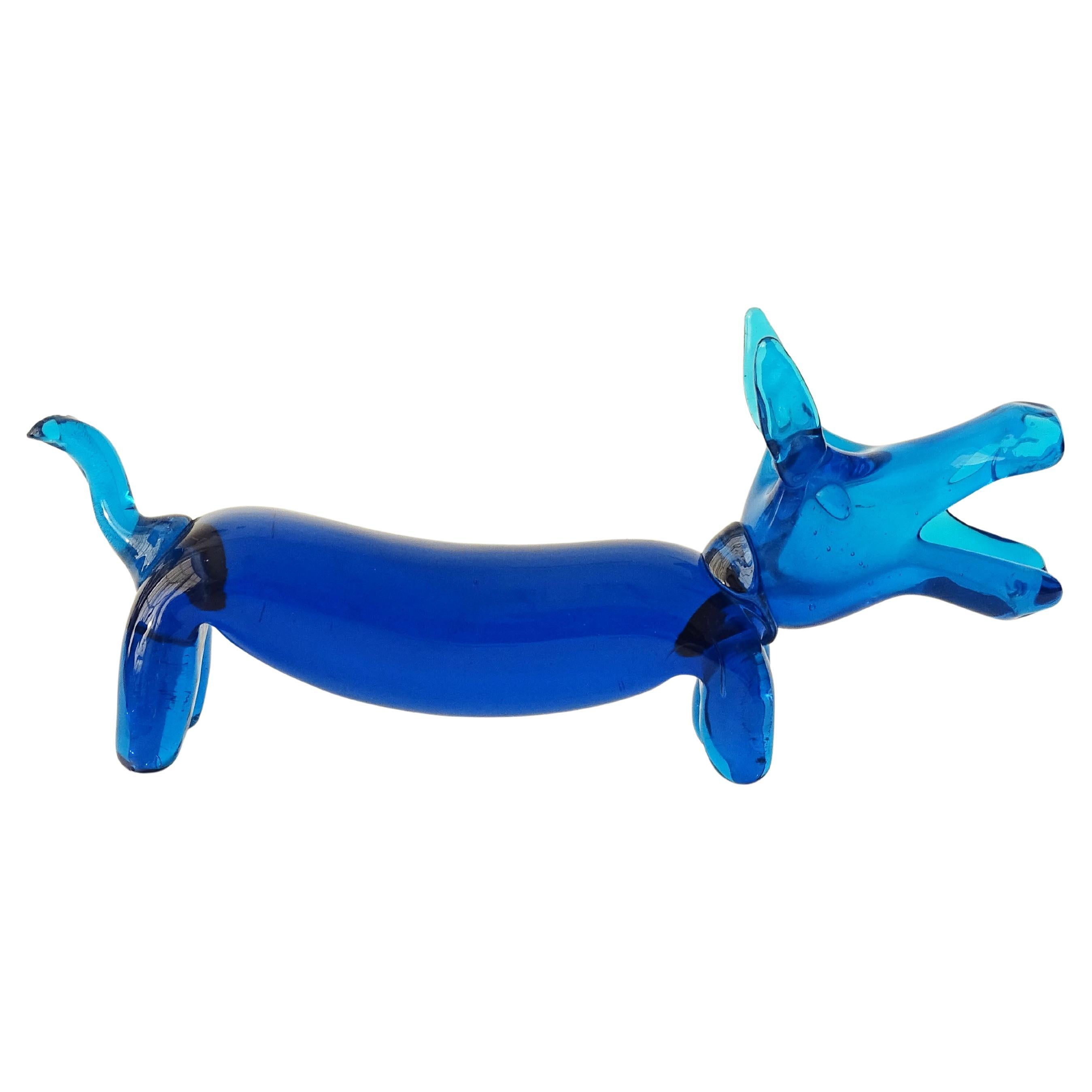 1950s Italian Blue Murano Glass Hippopotamus