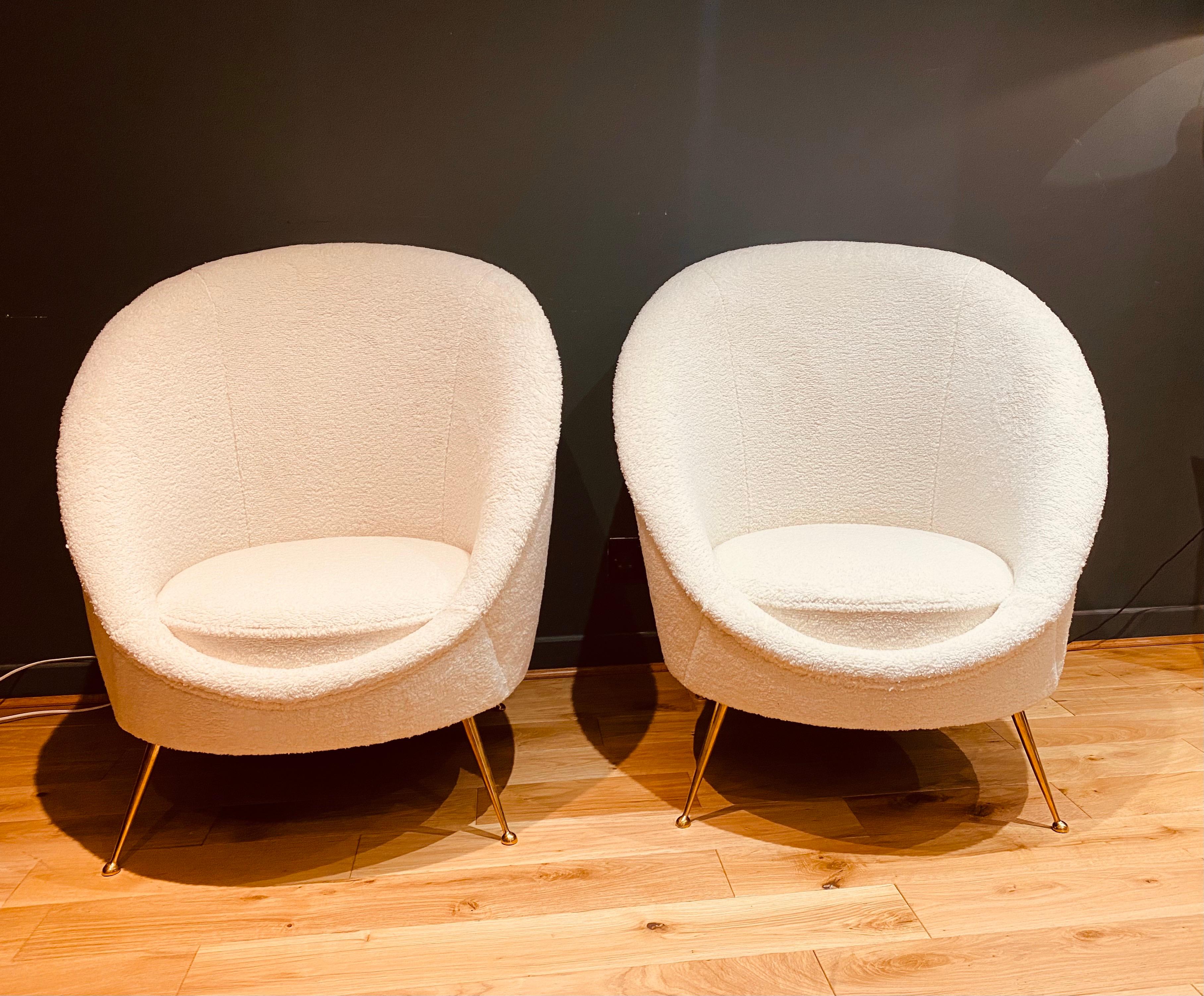 1950's Italian Boucle Cocktail Chairs 1