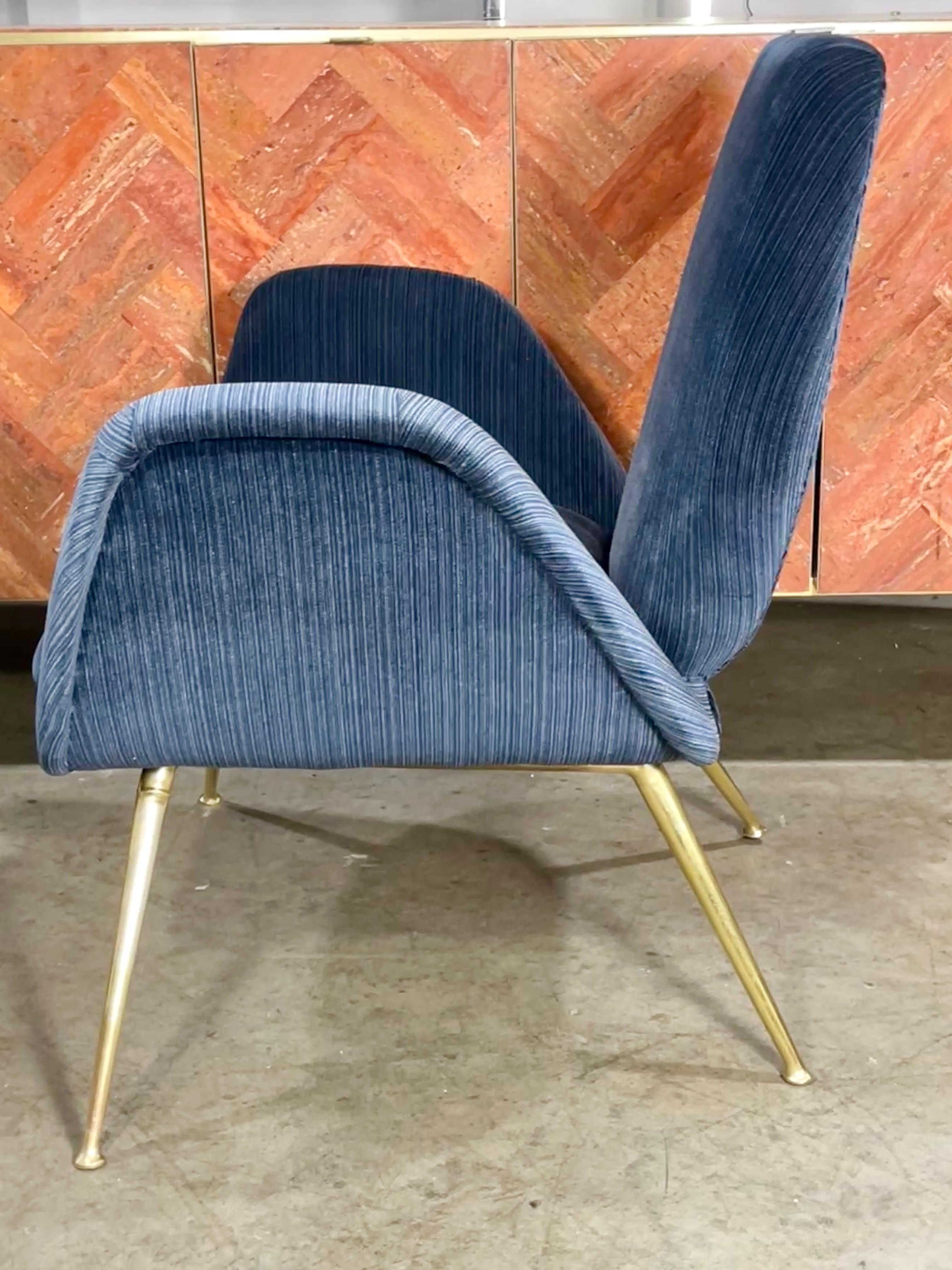 Silla de tocador italiana de los años 50 con patas ensanchadas de latón en Bueno estado para la venta en Hanover, MA