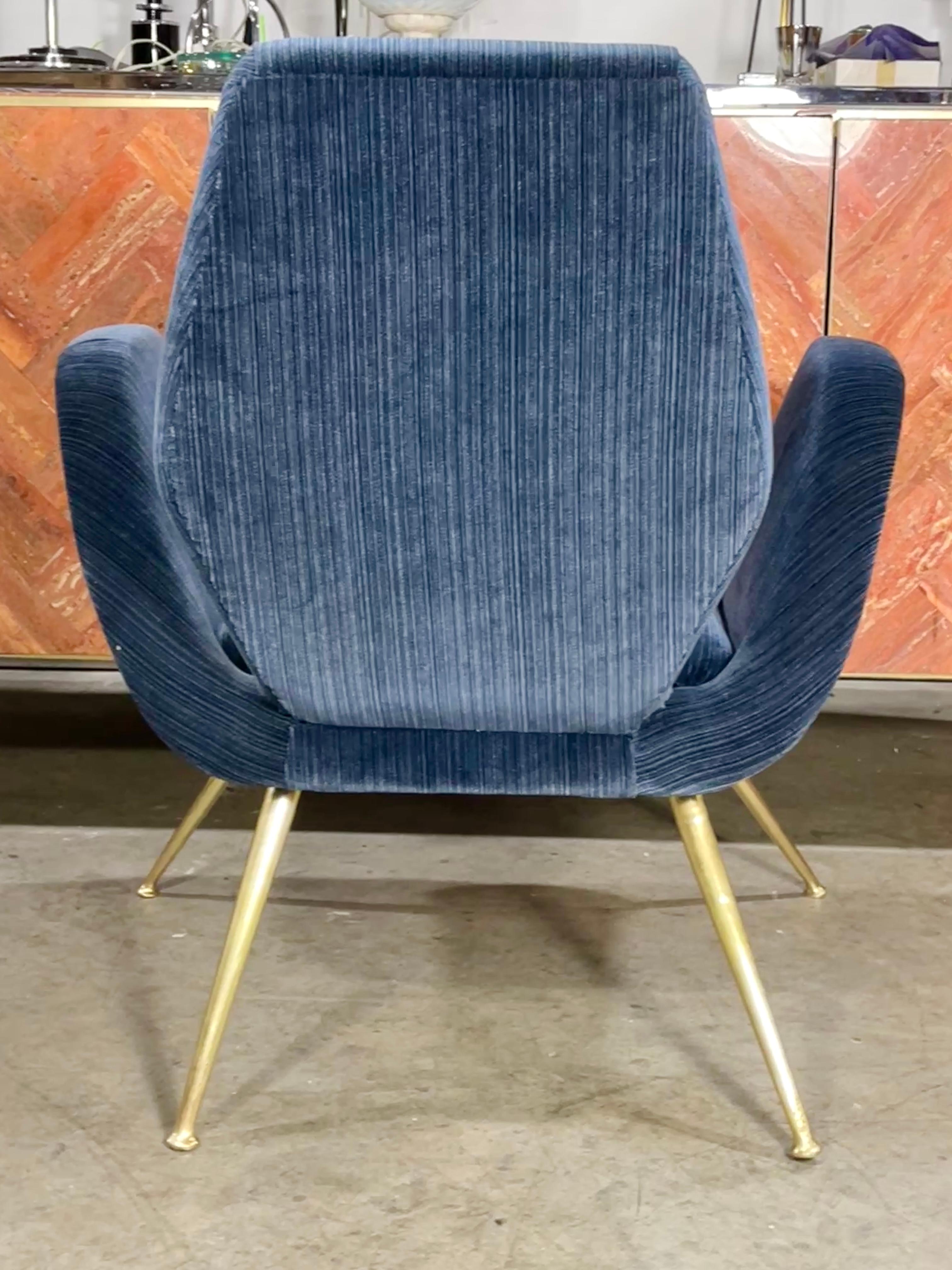 Silla de tocador italiana de los años 50 con patas ensanchadas de latón Tapicería en venta