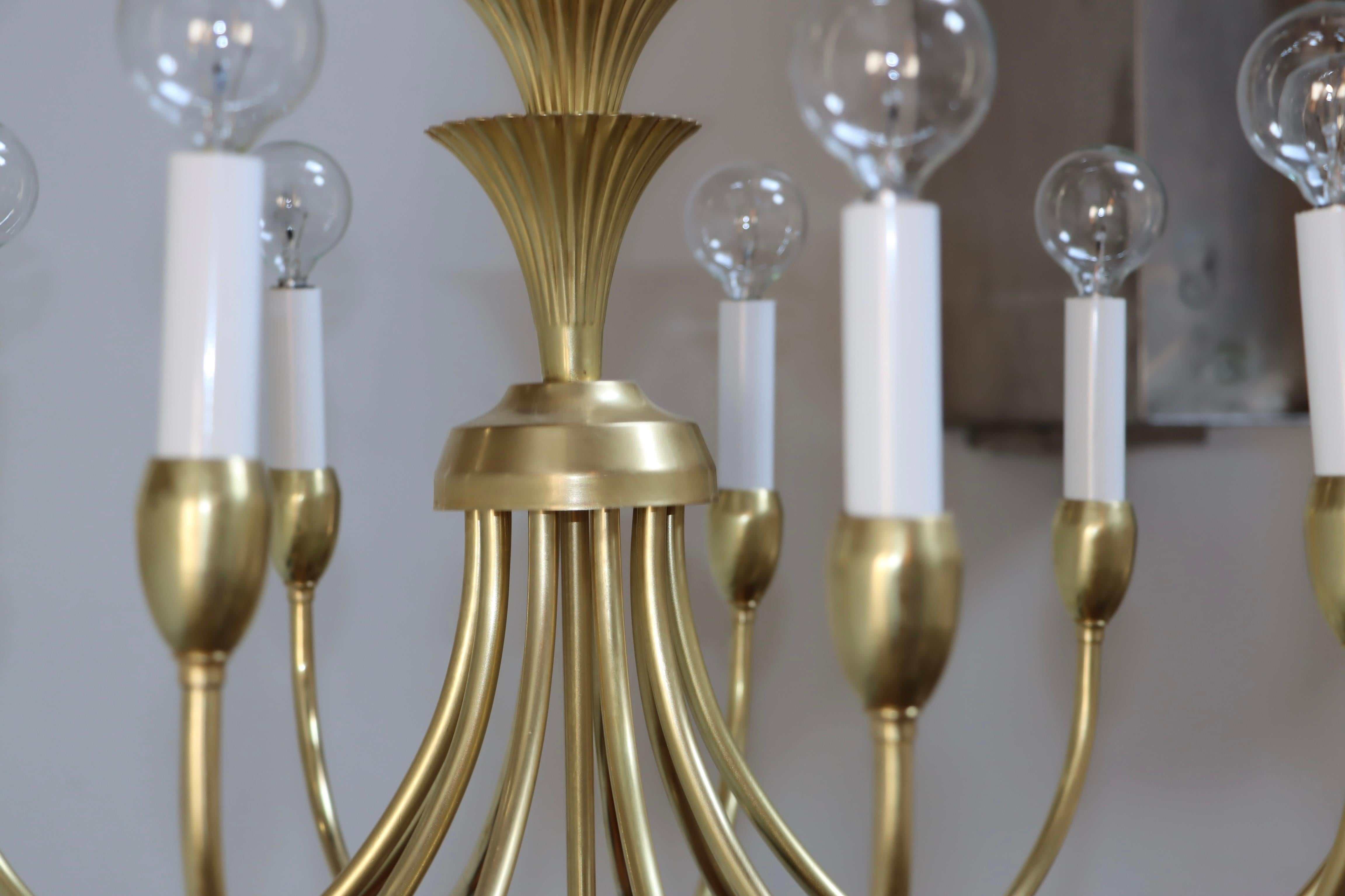 1950s Italian Brass 10 Arm Chandelier in the Style of Gio Ponti For Sale 6