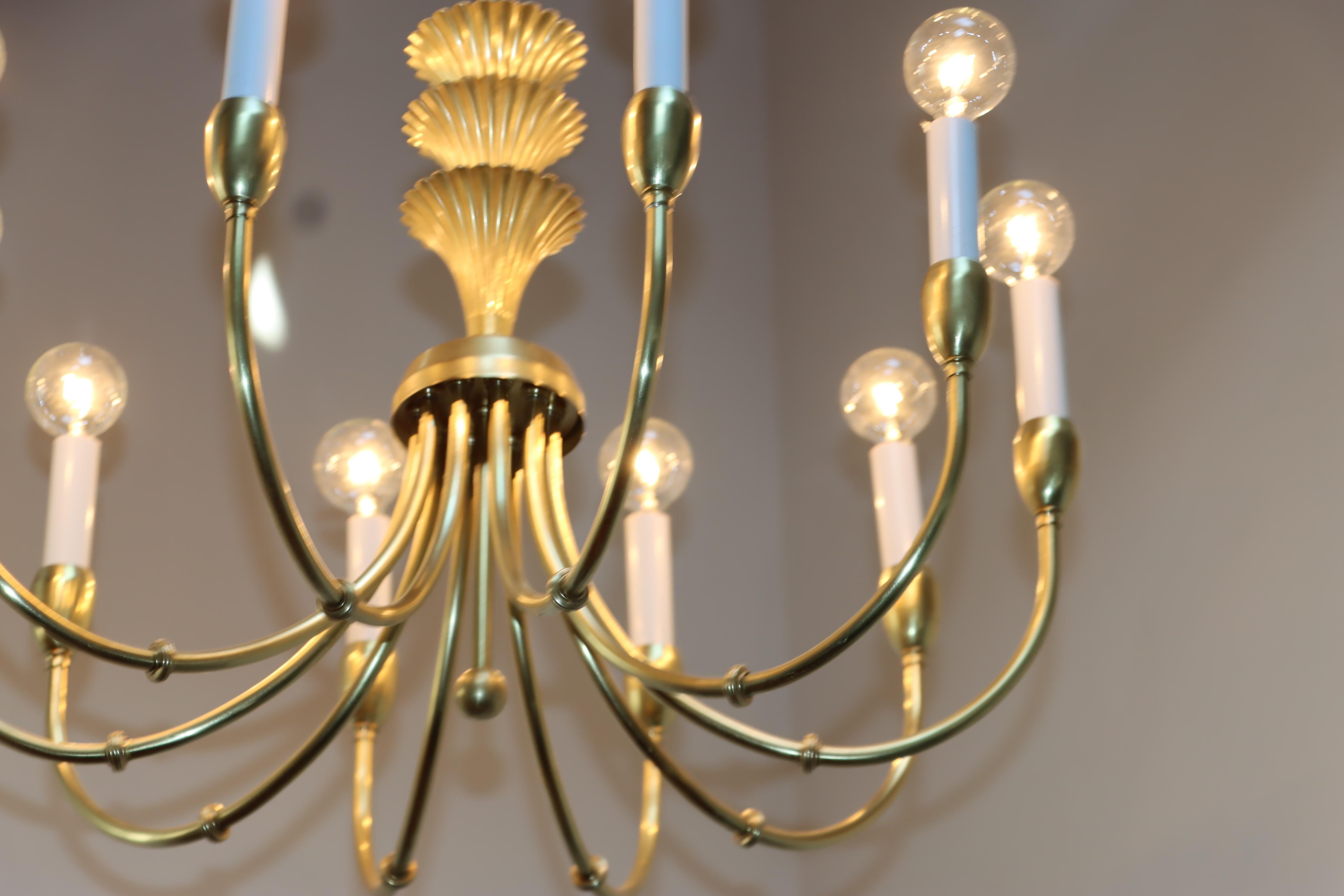 1950s Italian Brass 10 Arm Chandelier in the Style of Gio Ponti For Sale 12