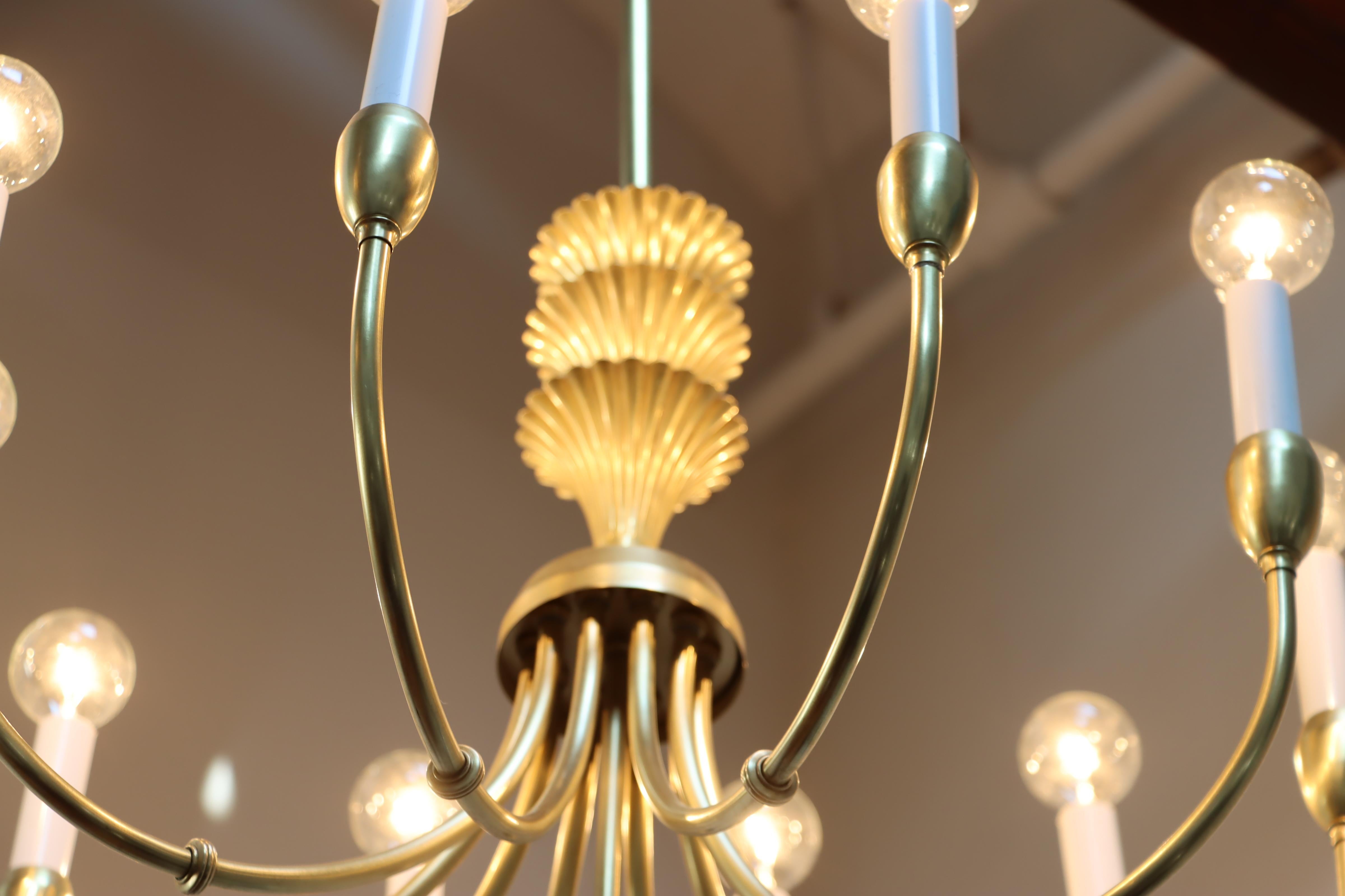 1950s Italian Brass 10 Arm Chandelier in the Style of Gio Ponti For Sale 15