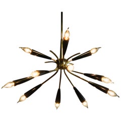 1950s, Italian Brass and Bakelite Sputnik Chandelier