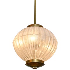1950s Italian Brass and Glass Ball Chandelier by Seguso