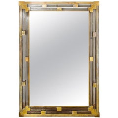 1950s Italian Brass and Glass Mirror