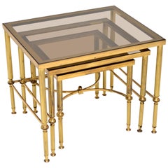 1950s Italian Brass and Glass Nest of Tables