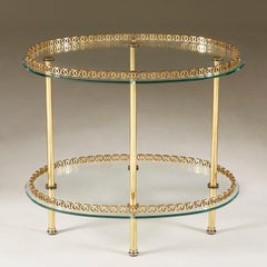 1950s Italian Brass and Glass Oval Table
