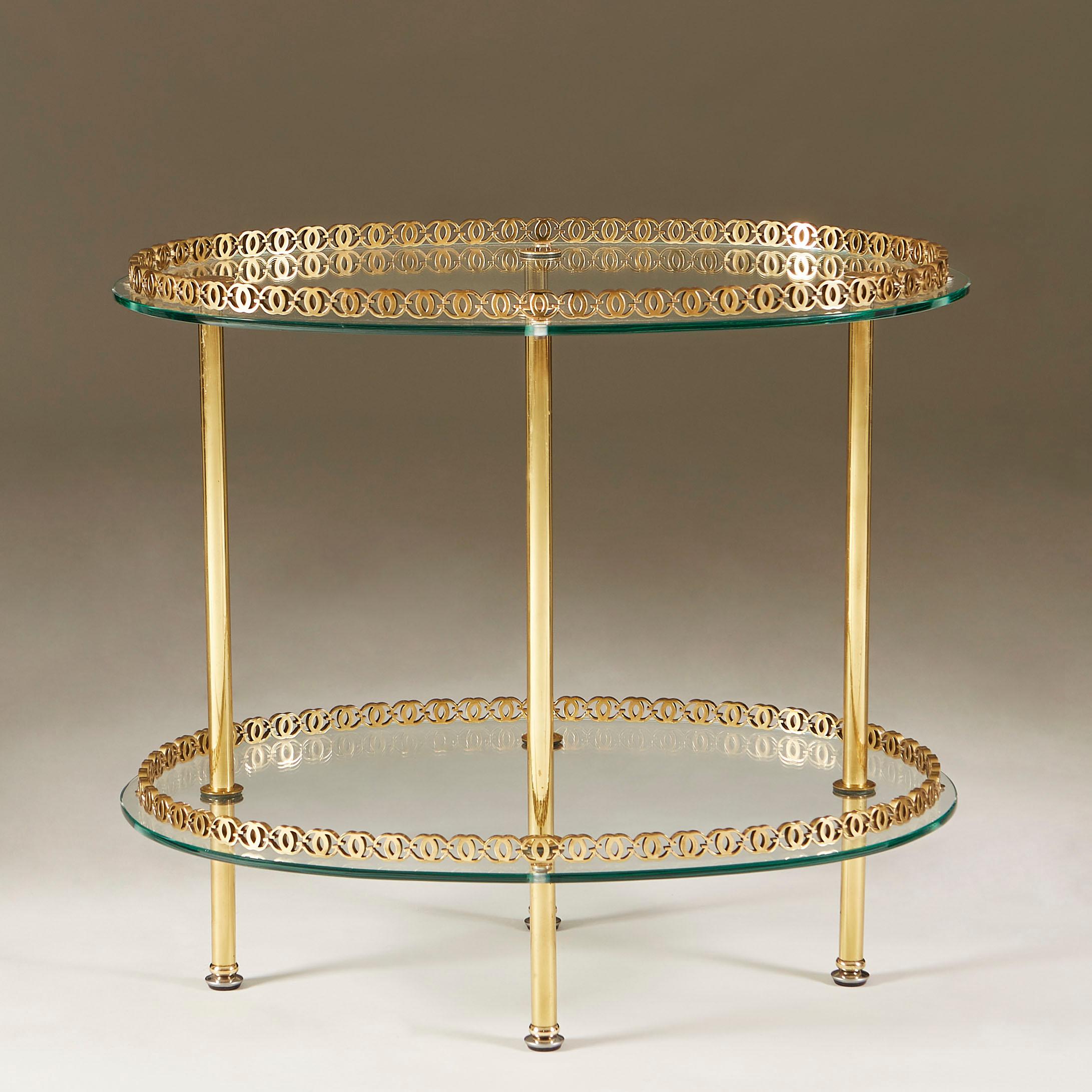 1950s Italian Brass and Glass Oval Table In Good Condition For Sale In London, GB