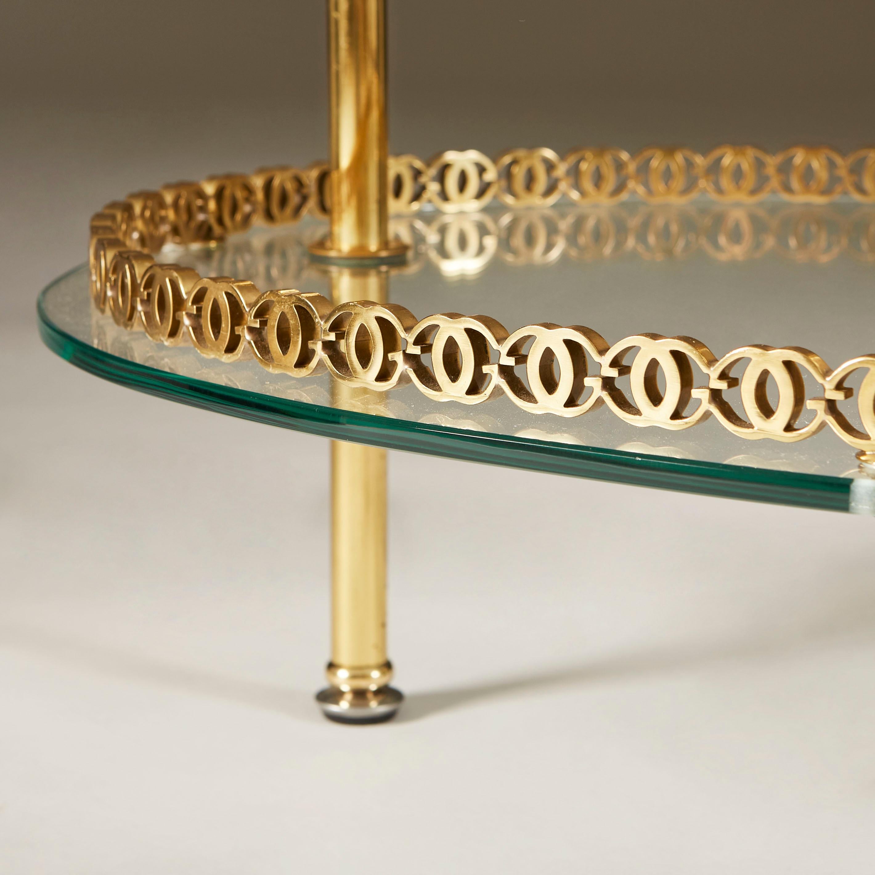 1950s Italian Brass and Glass Oval Table For Sale 2