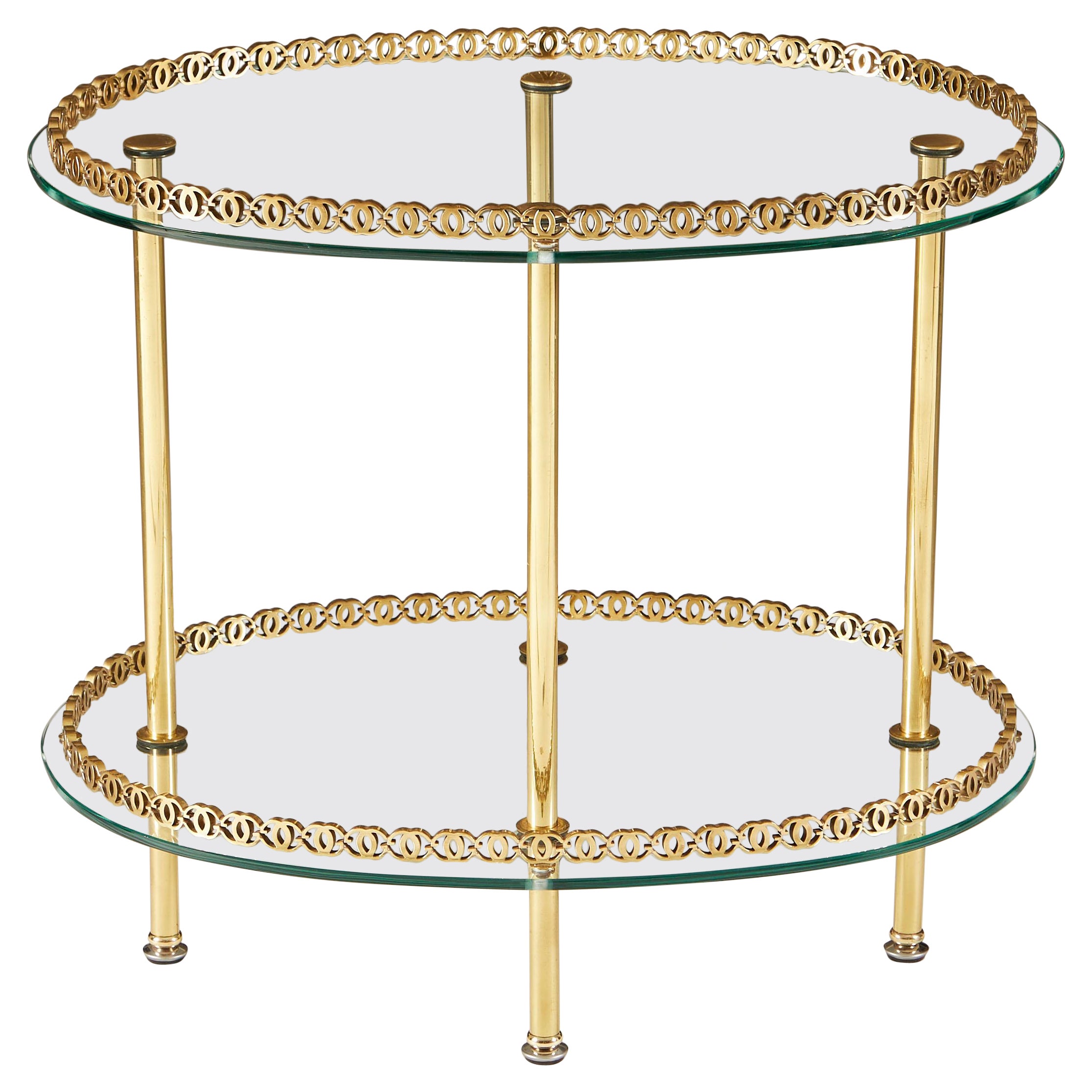 1950s Italian Brass and Glass Oval Table