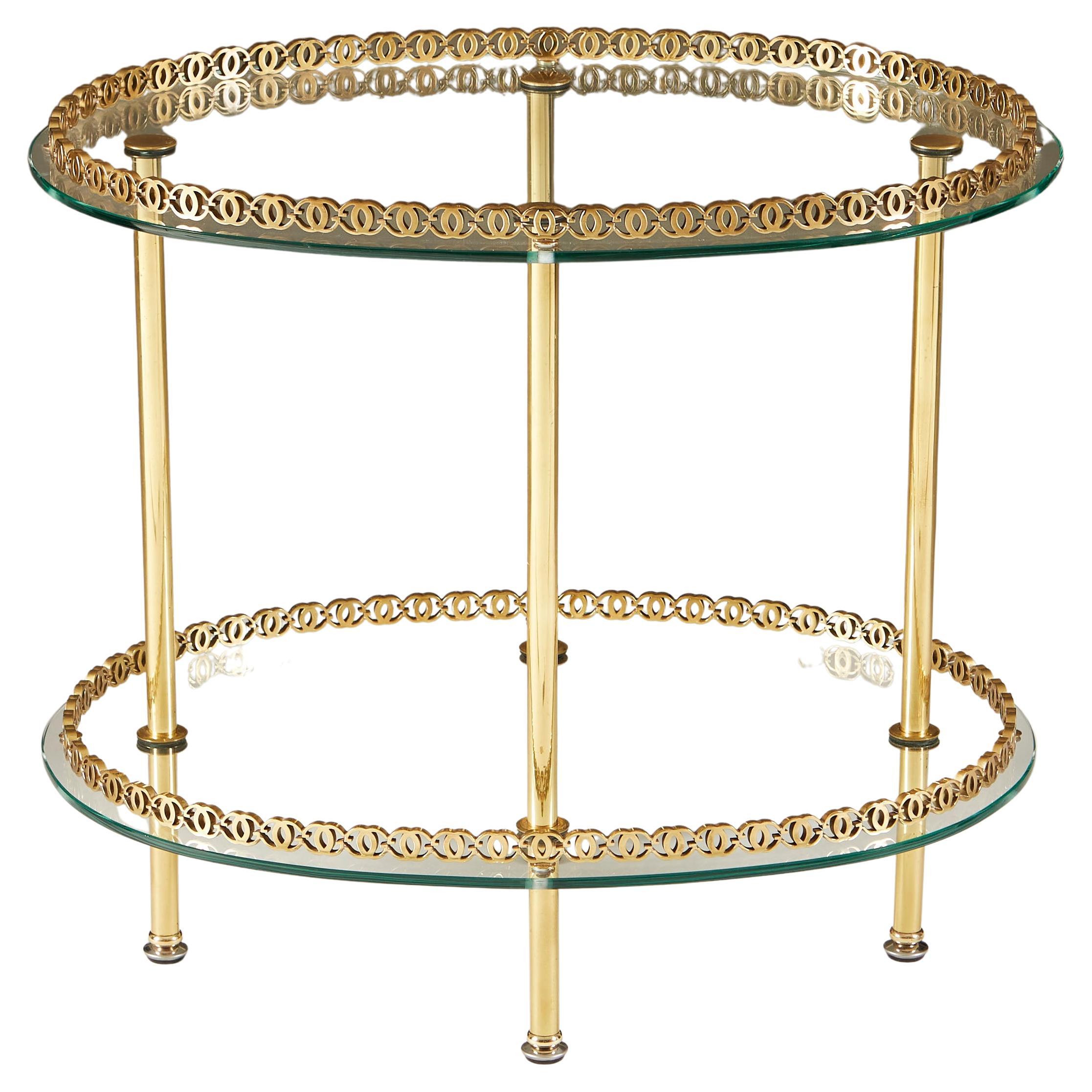 1950s Italian Brass and Glass Oval Table