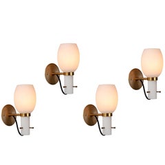 1950s Italian Brass and Glass Sconces Attributed to Stilnovo