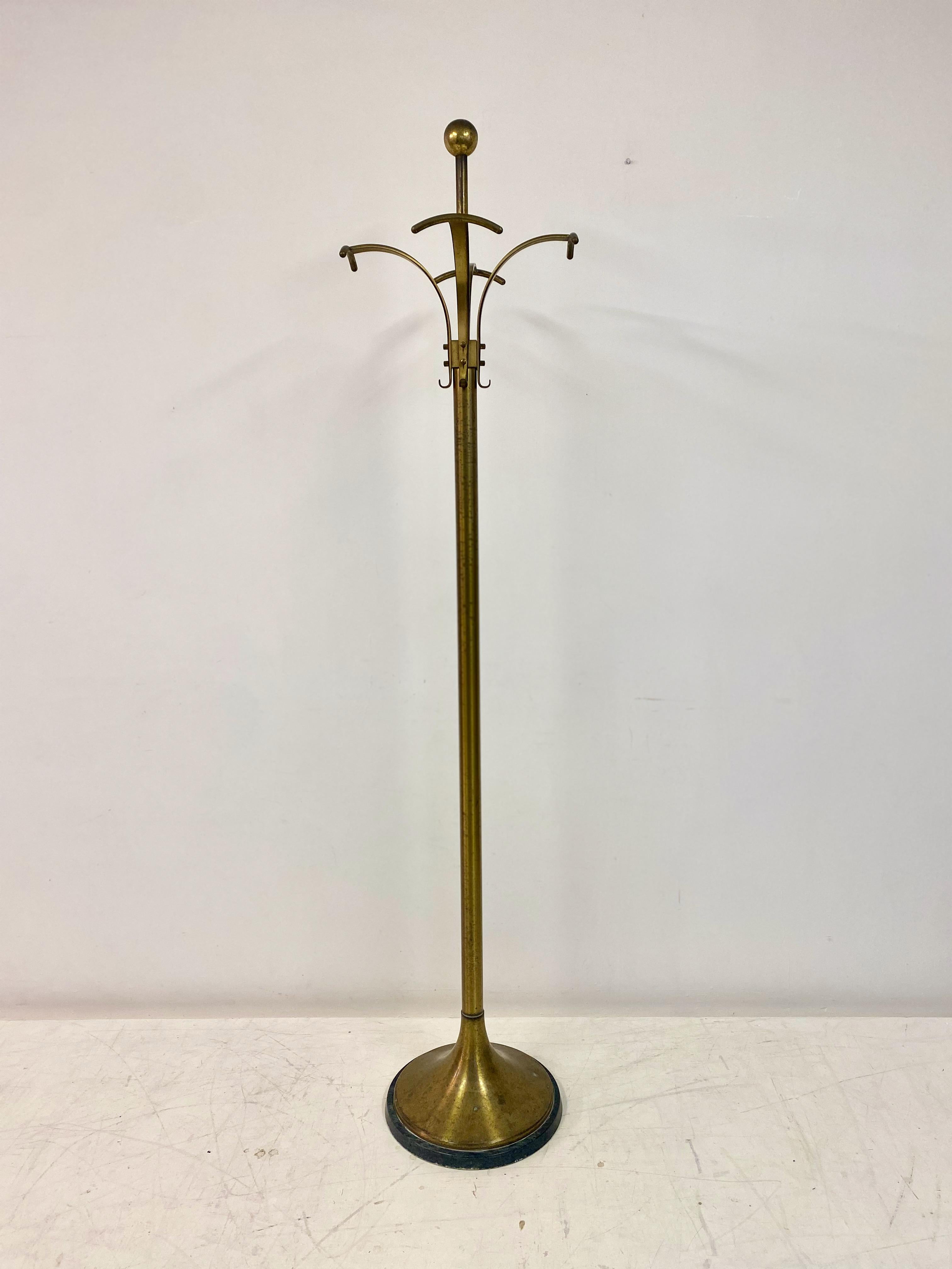 Mid-Century Modern 1950s Italian Brass and Marble Coat Stand