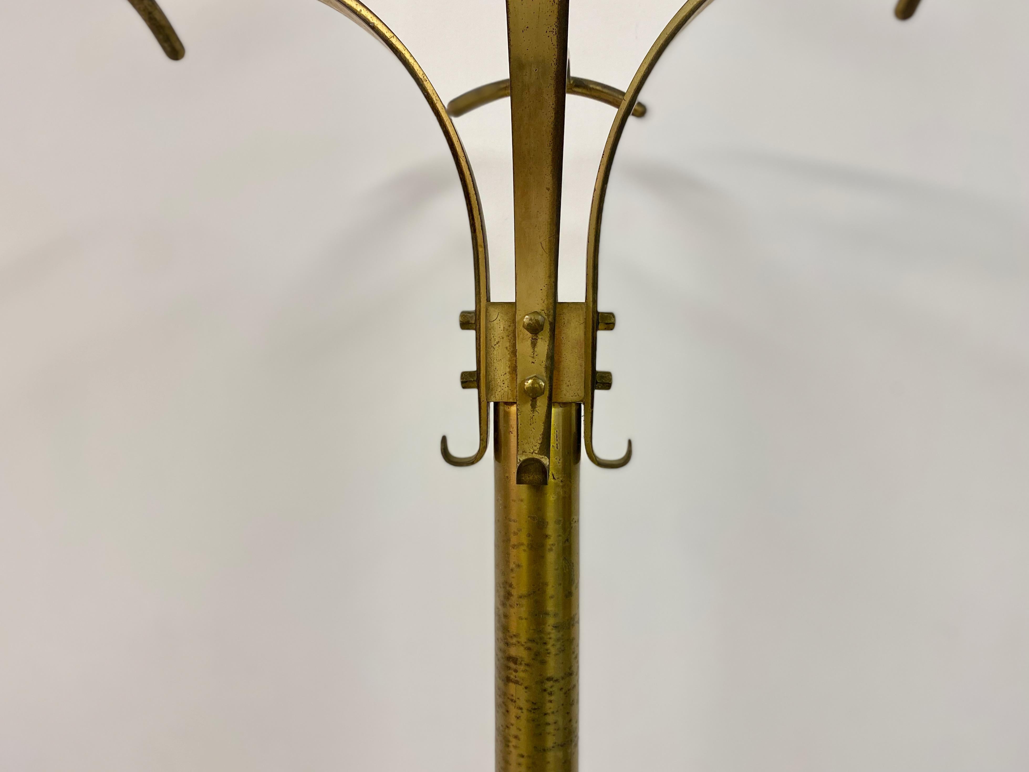 1950s Italian Brass and Marble Coat Stand 2