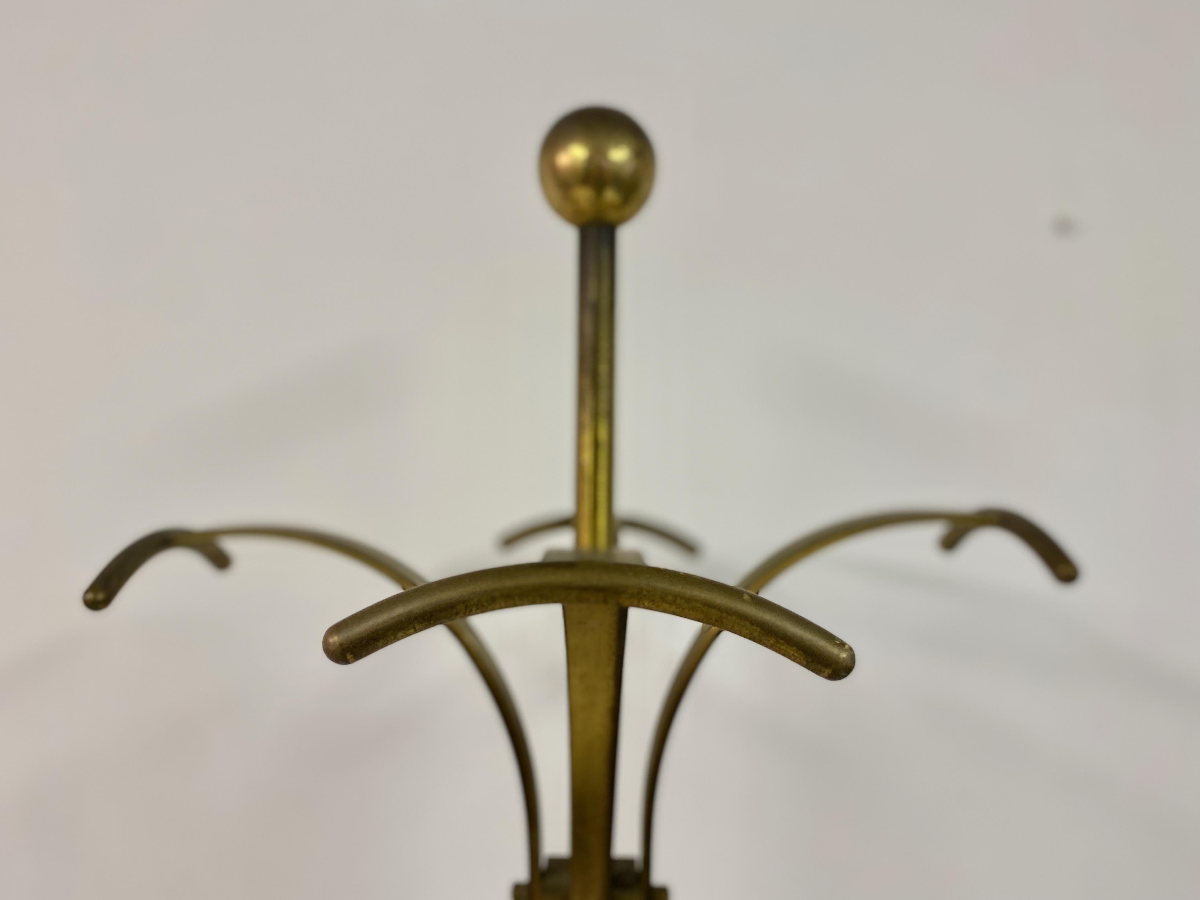 1950s Italian Brass and Marble Coat Stand 3