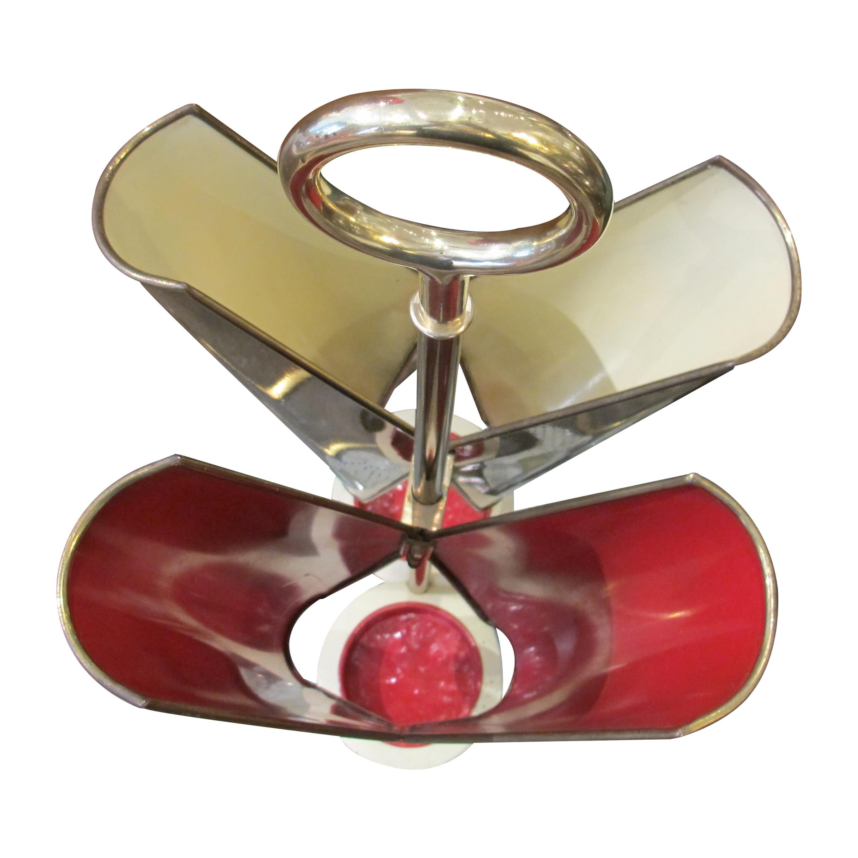 1950s Italian Brass and Metal Umbrella Stand with Cast Iron Base For Sale 1