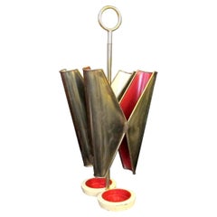 Stand Umbrella italien des années 1950 en métal et laiton avec base en fonte