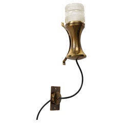 1950s Italian Brass and Molded Glass Sconce by Tito Agnoli for Oluce