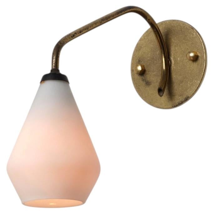 1950s Italian Brass and Opaline Glass Wall Sconce