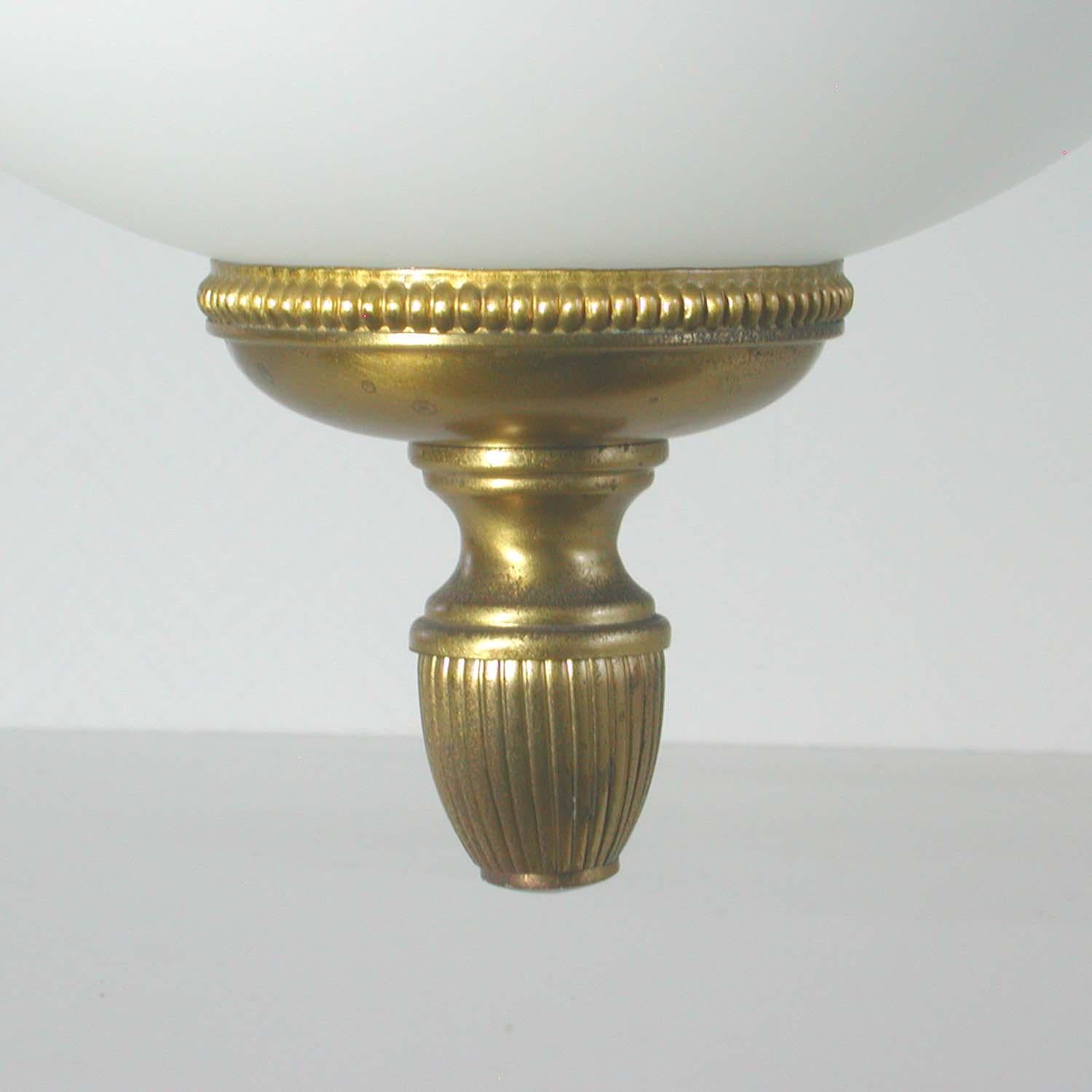 1950s Italian Brass and Satin Opaline Glass Pendant by Azucena 1