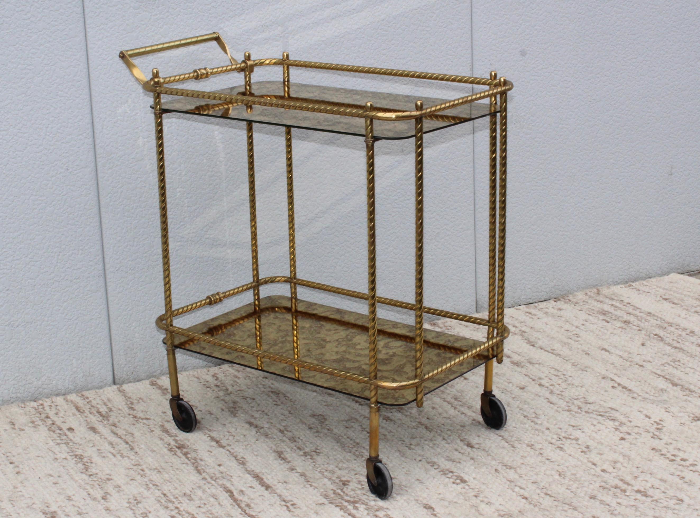 Mid-Century Modern 1950s Italian Brass Bar Cart