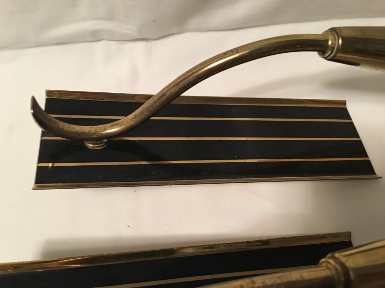 1950s Italian Brass Black Striped Sconces Very Art Deco Styling For Sale 2