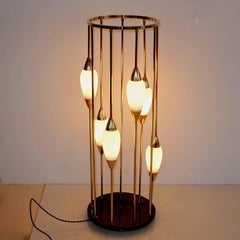 1950s Italian Brass Cage Lamp Pedestal Stand