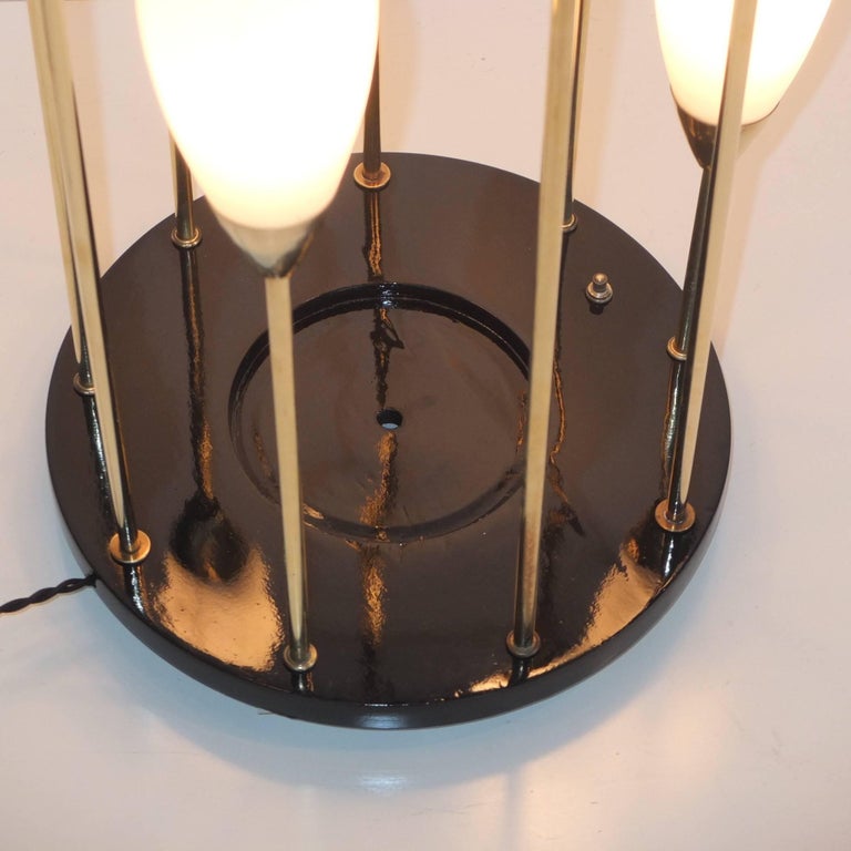 Mid-20th Century 1950s Italian Brass Cage Lamp Pedestal Stand For Sale