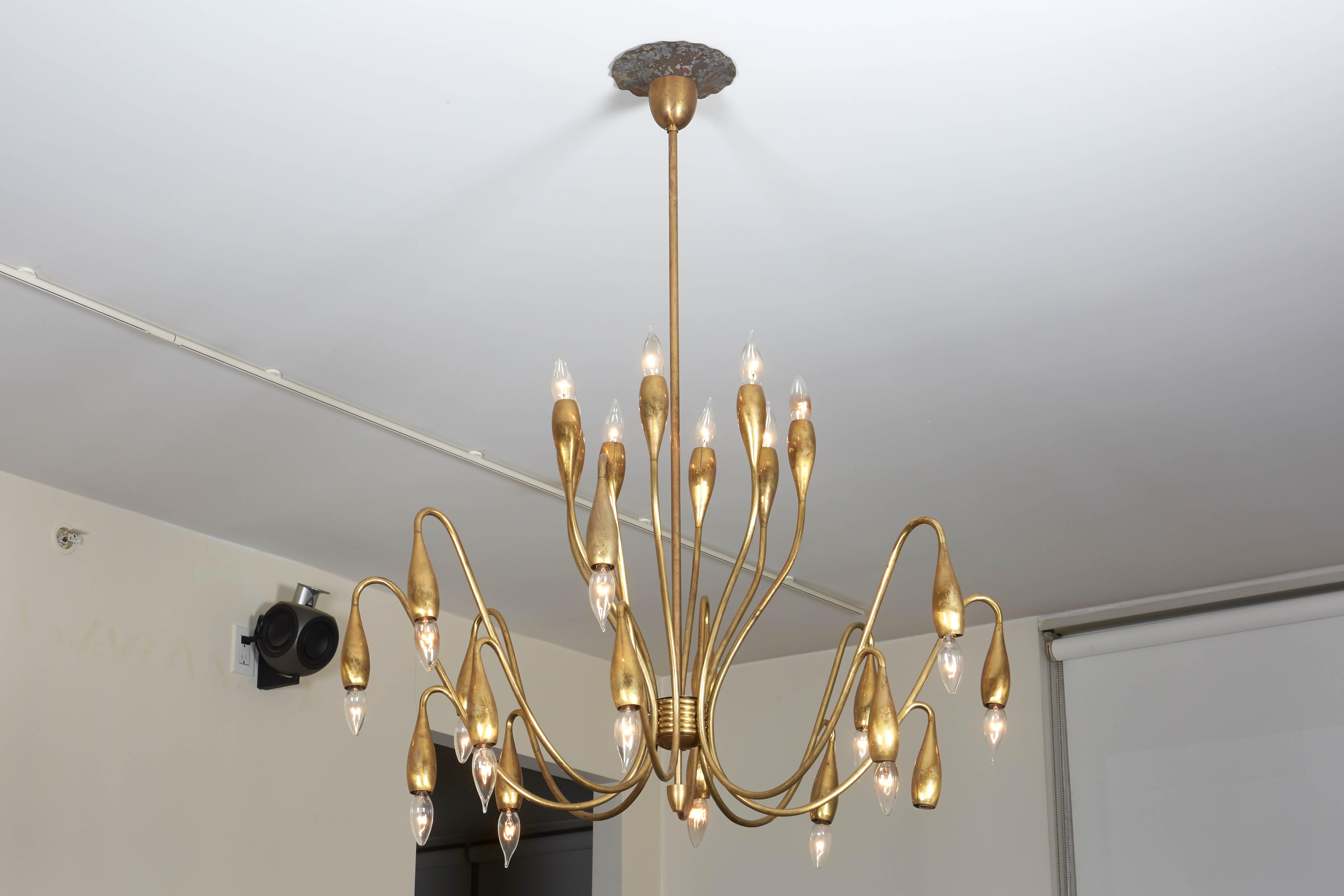 1950s Italian Brass Chandelier Attributed to Angelo Lelli for Arredoluce In Good Condition In New York, NY