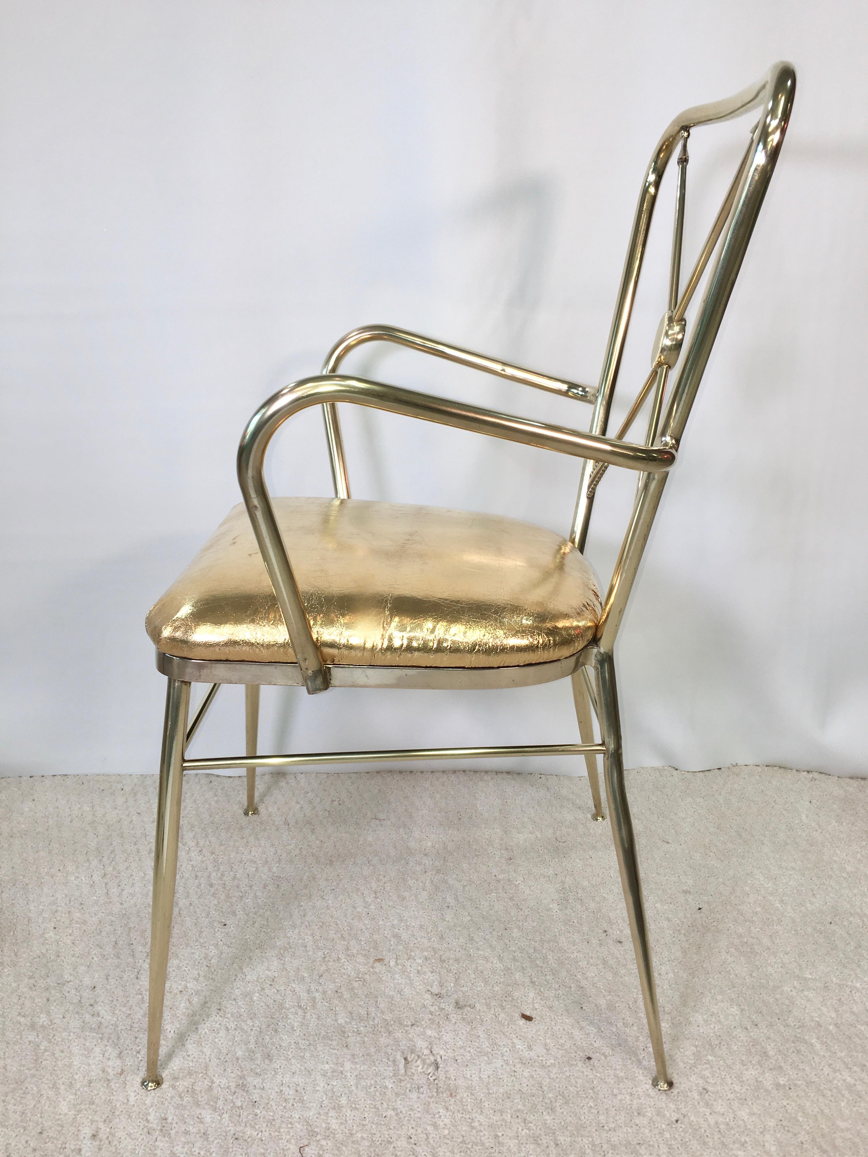 fauteuil Chiavari en laiton italien des années 1950 avec motif de flèches croisées en vente 4