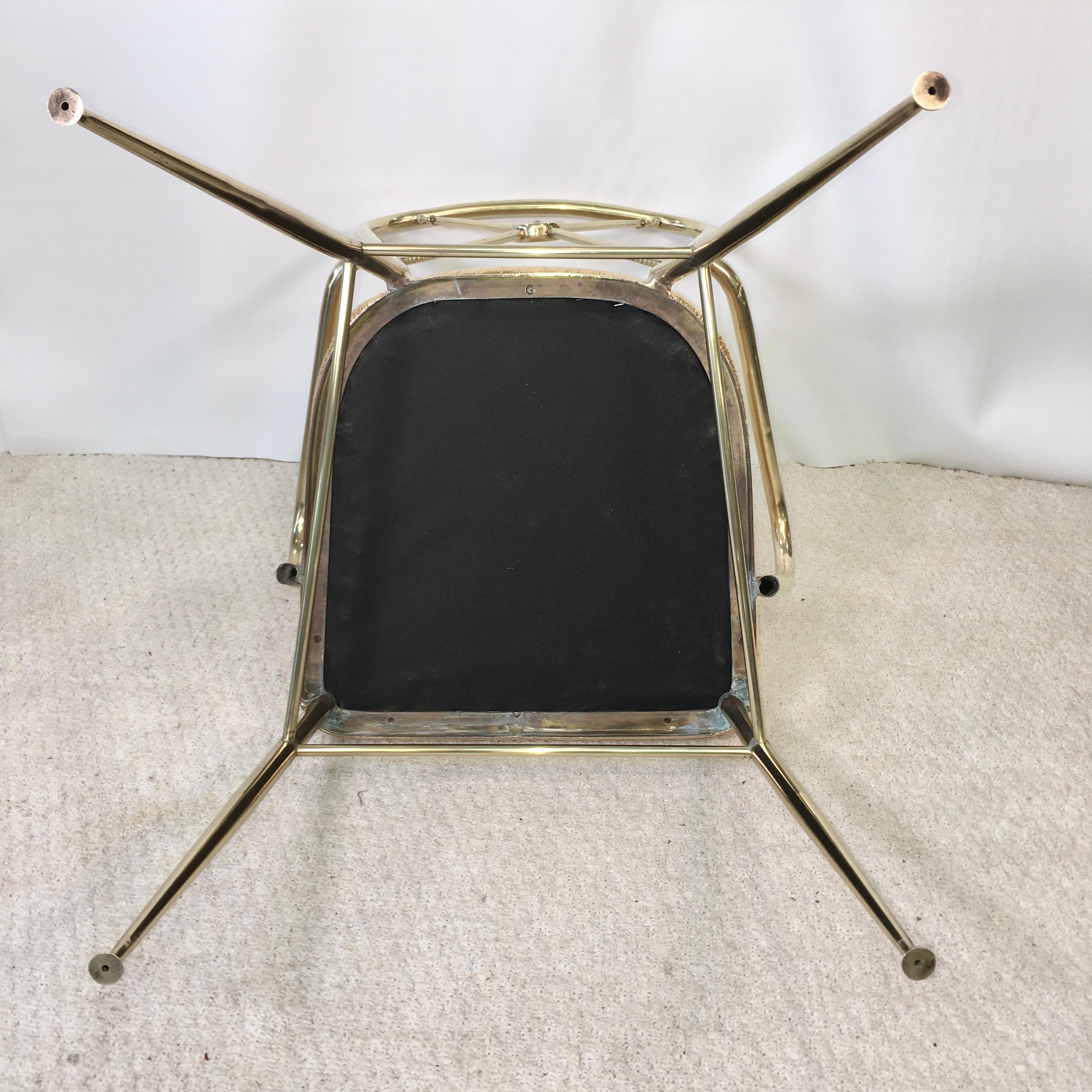 1950s Italian Brass Chiavari Armchair with Crossed Arrows Motif For Sale 6