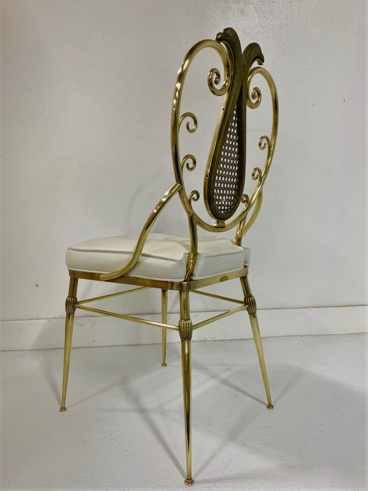 Mid-Century Modern 1950s Italian Brass Chiavari Chair For Sale
