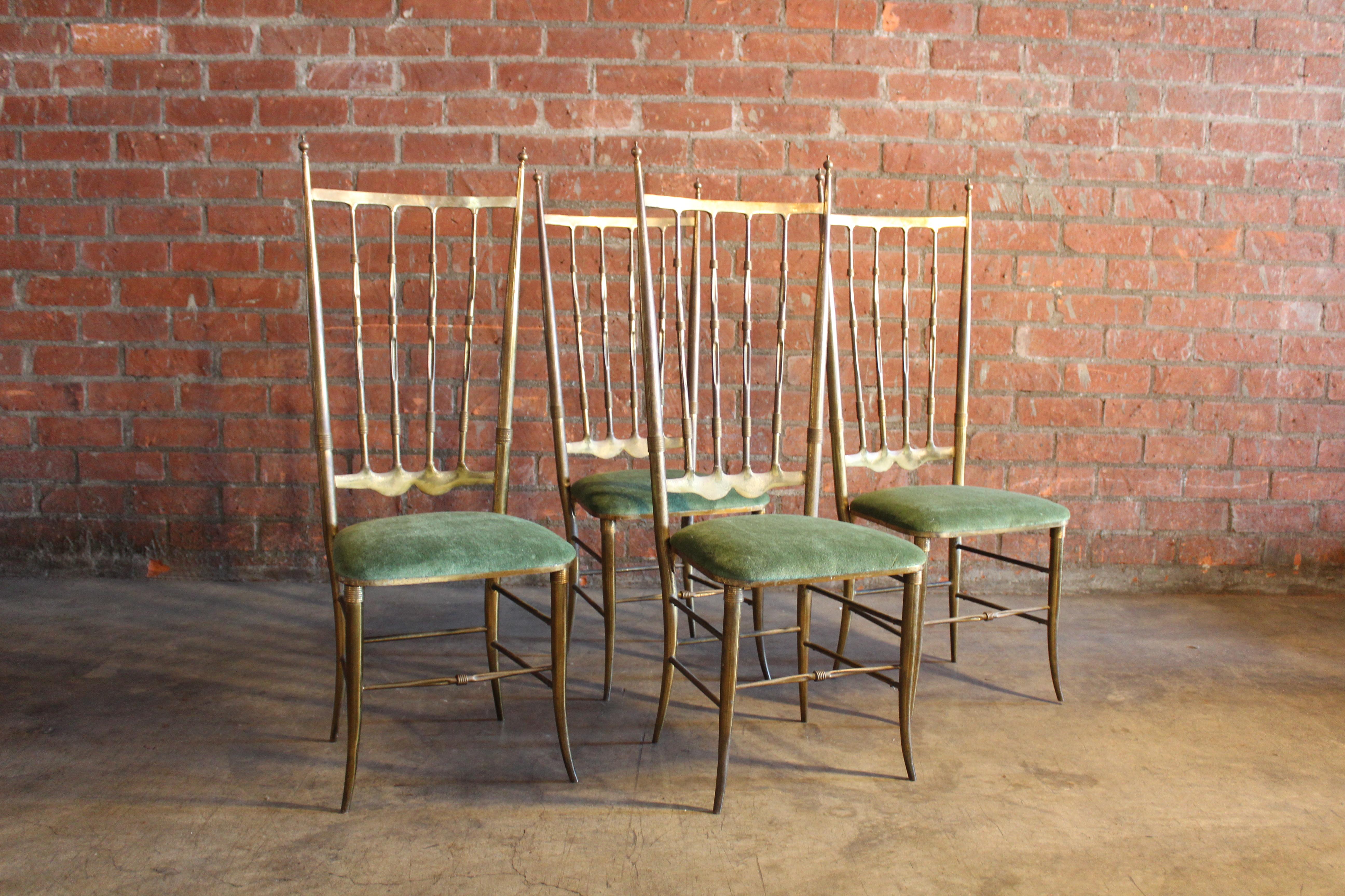 1950s, Italian Brass Chiavari Chairs, Sold Individually In Good Condition For Sale In Los Angeles, CA