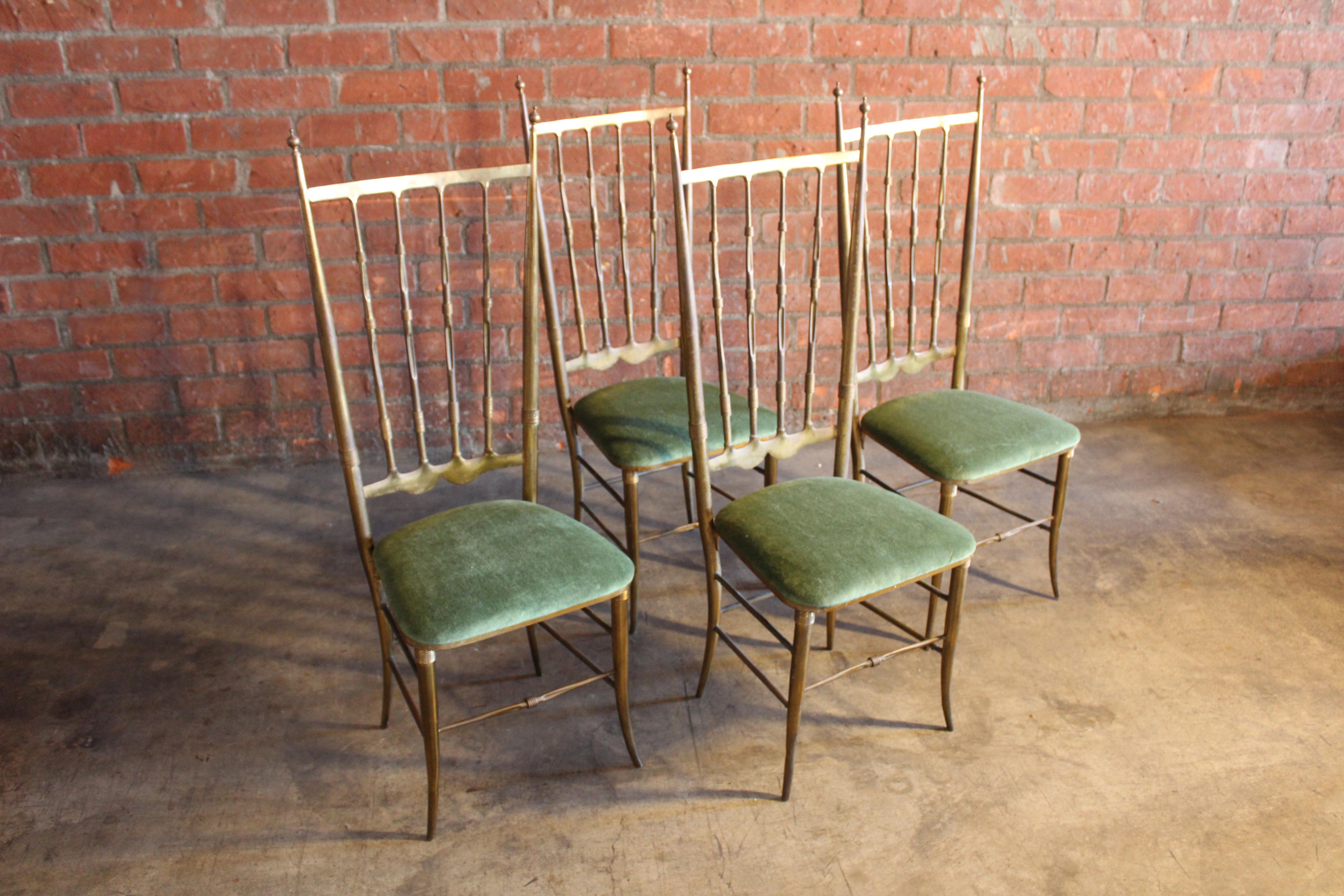 Mid-20th Century 1950s, Italian Brass Chiavari Chairs, Sold Individually For Sale