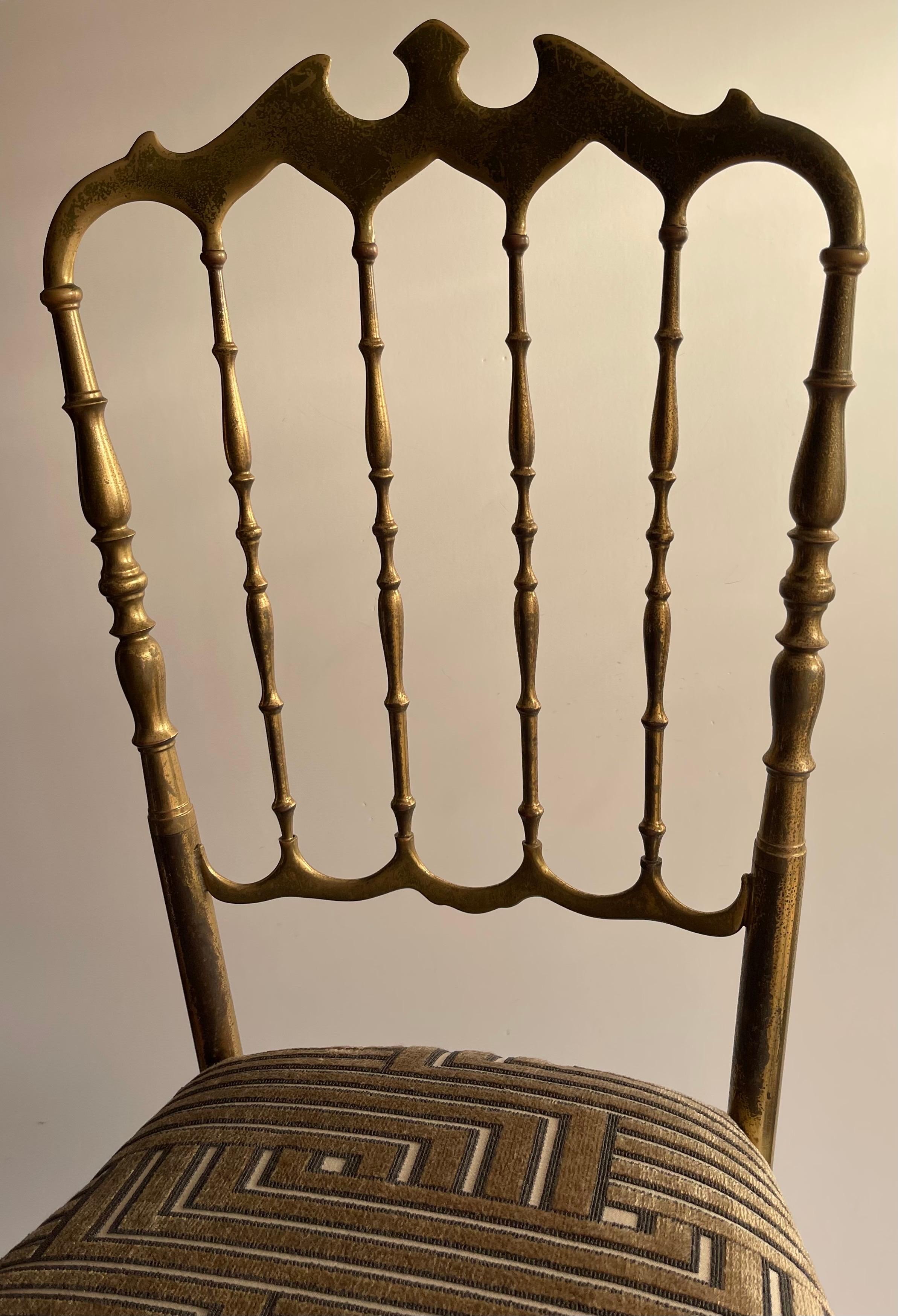 Ottone Sedia da salotto italiana in ottone di Chiavari degli anni '50 in vendita
