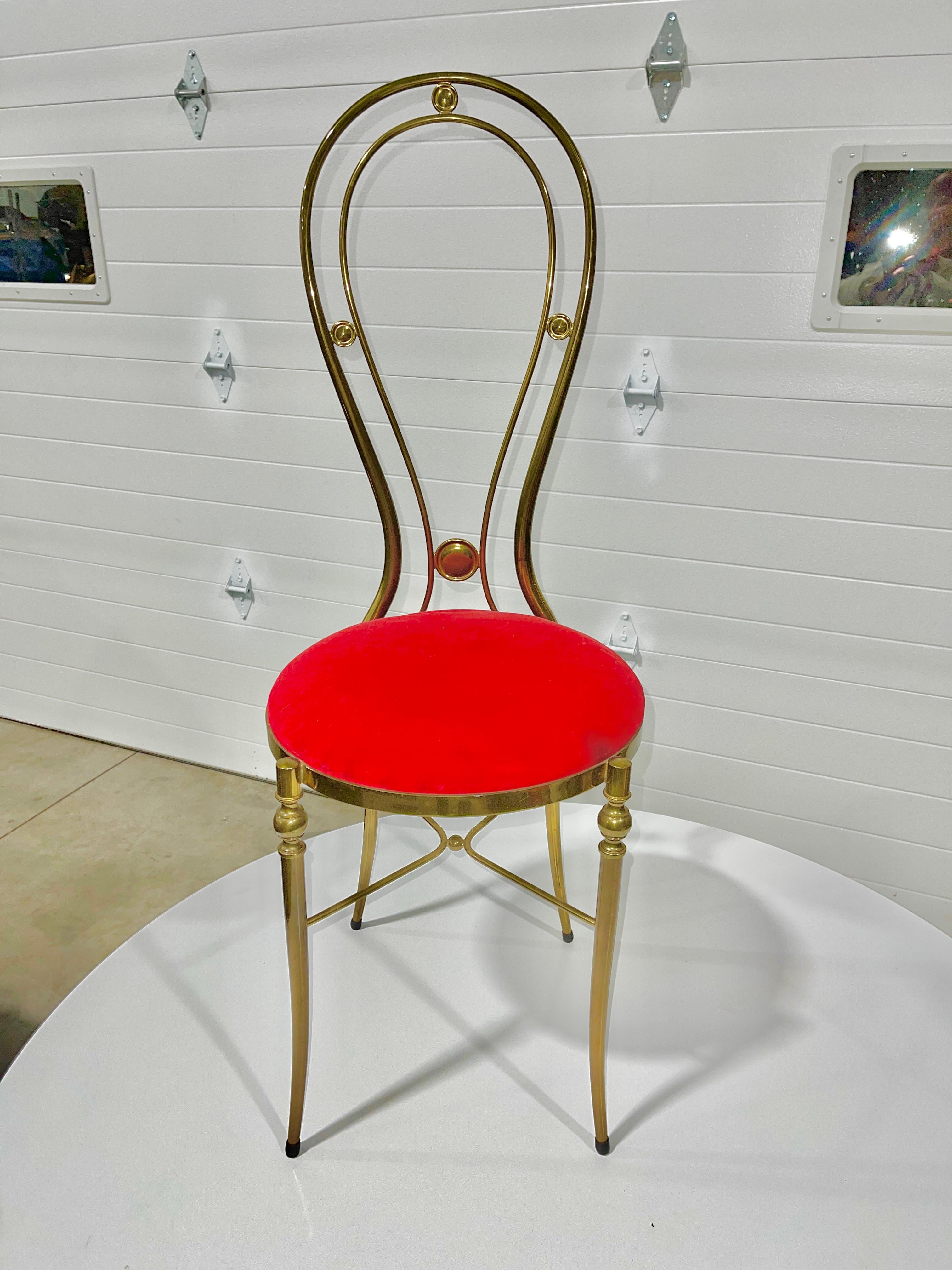 1950’s Italian Brass Chiavari Vanity Chair 8
