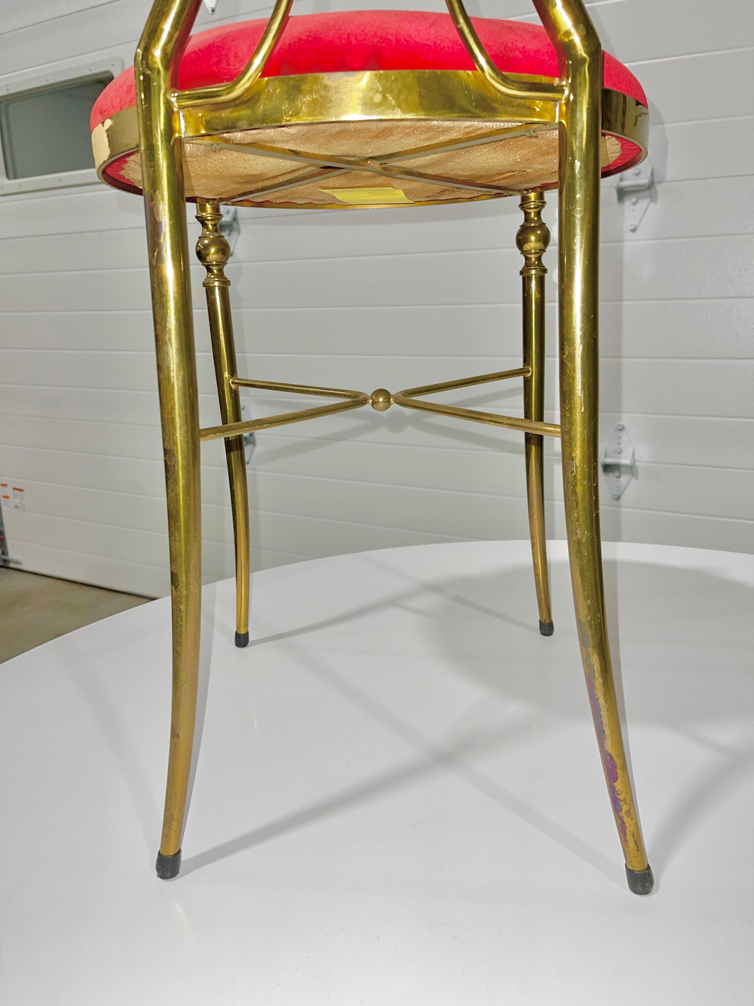 1950’s Italian Brass Chiavari Vanity Chair 10