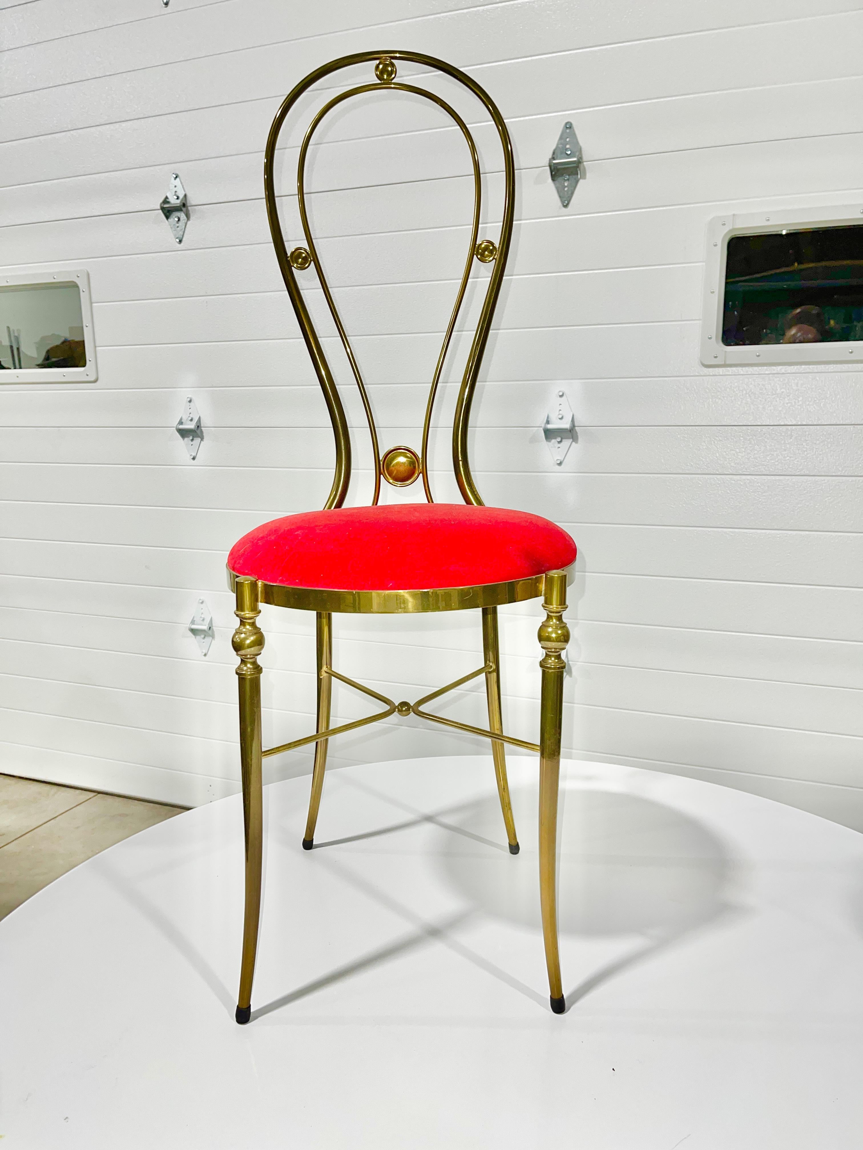 1950’s Italian Brass Chiavari Vanity Chair 11