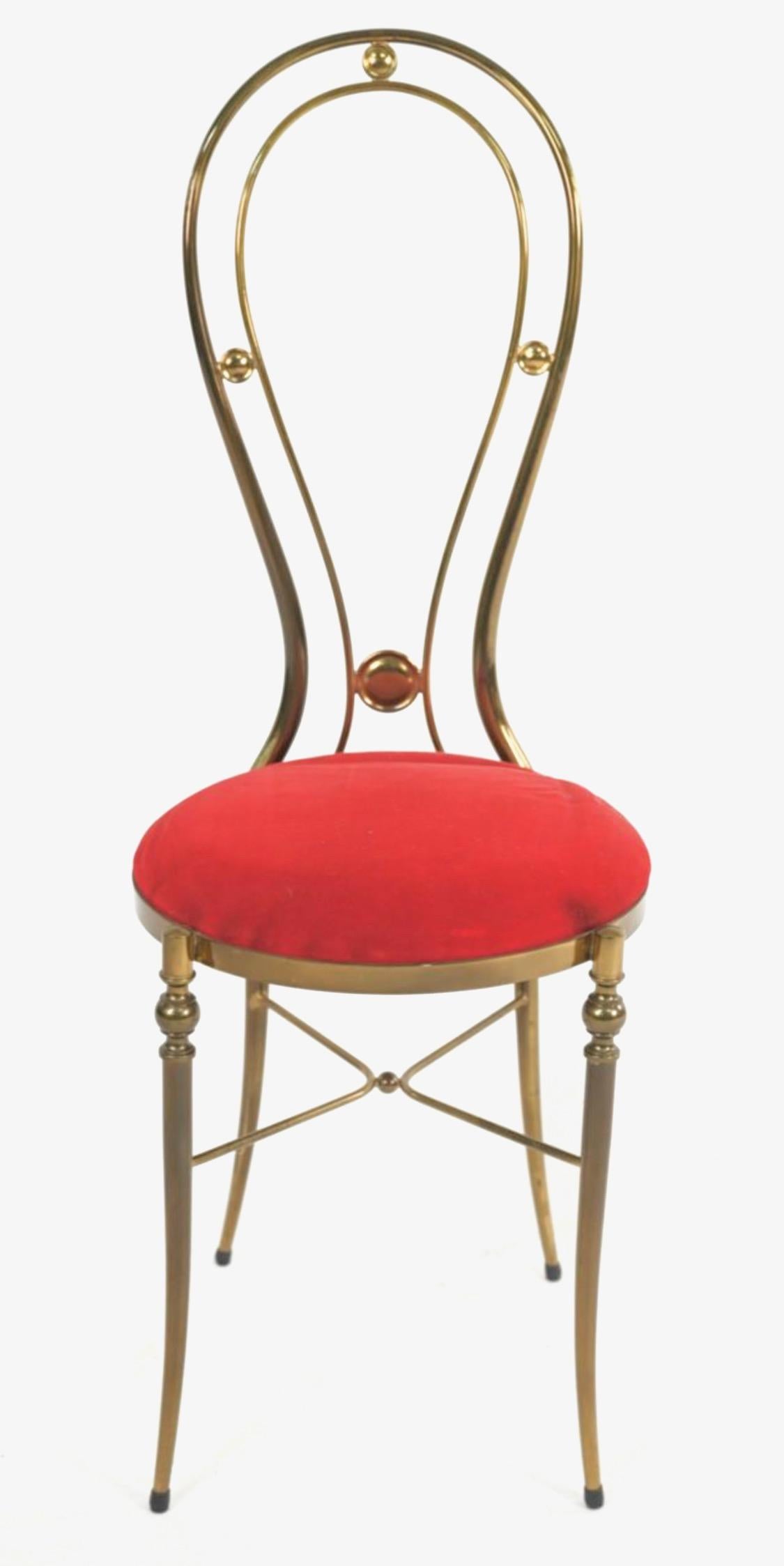 Mid-20th Century 1950’s Italian Brass Chiavari Vanity Chair