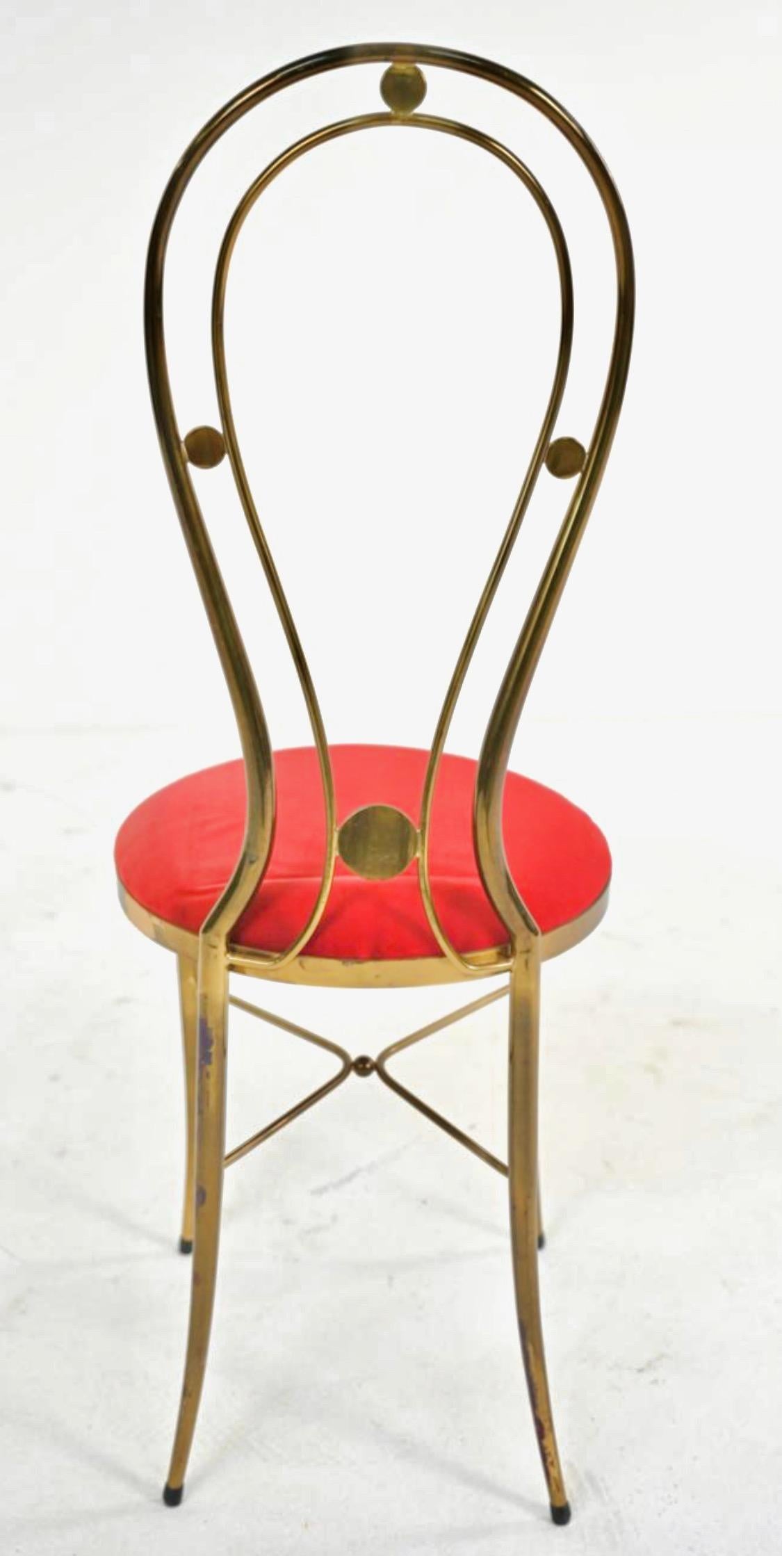 1950’s Italian Brass Chiavari Vanity Chair 2